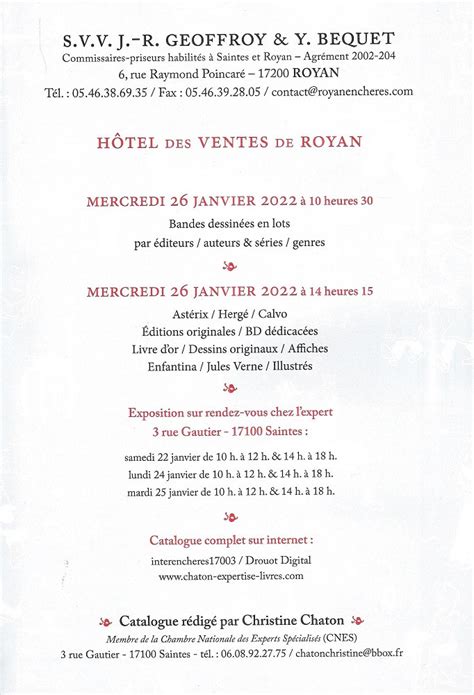 HOTEL DES VENTES DE ROYAN, Commissaires.